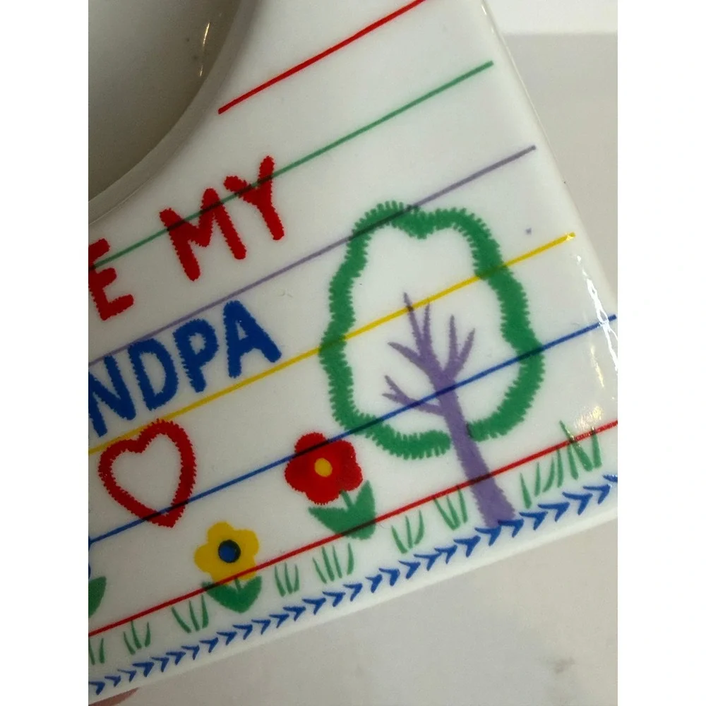 Vintage I Love My Grandpa Ceramic Photo Frame Crayon Design Made in Taiwan